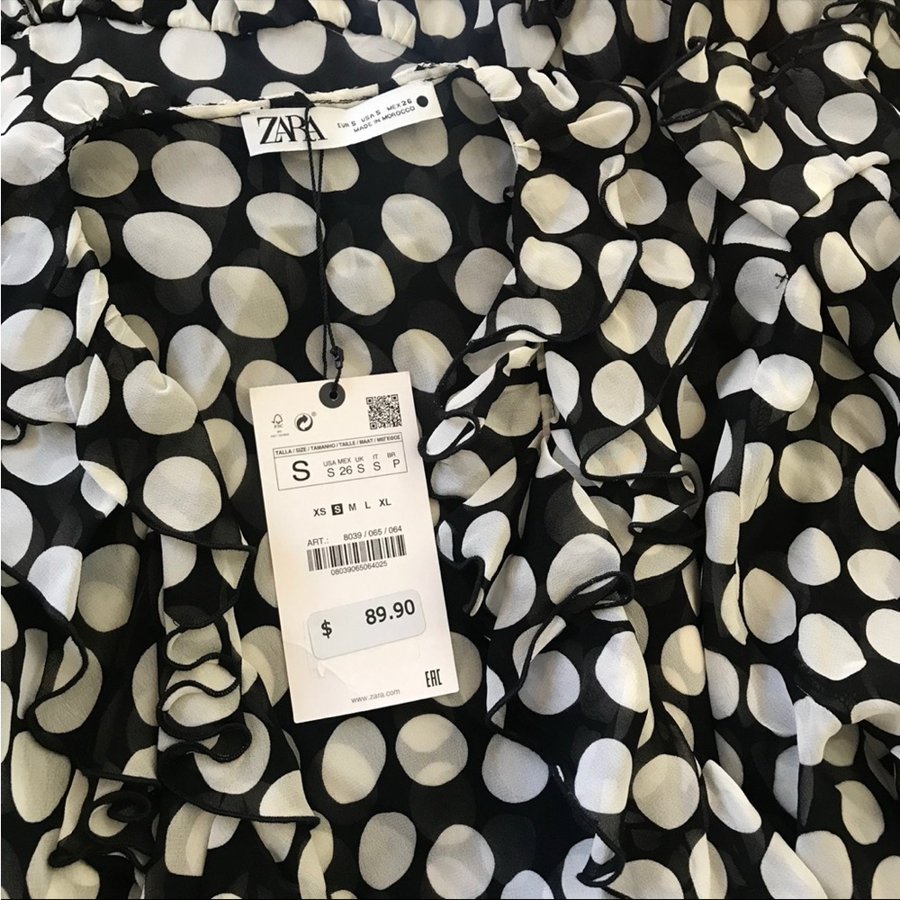 Zara Ruffled Polka Dot Blouse Dress - Small - Picture 12 of 12